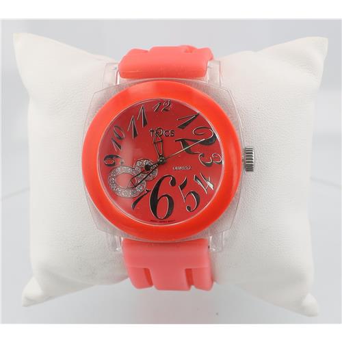 Big Eight Round Red Mens Watch Pinkish Band WW02297N2